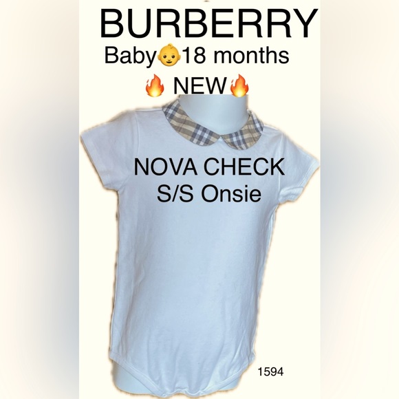 🔥NWOT🔥BURBERRY NOVA CHECK Baby/Toddler S/S White Onsie👶18 months/2T🔥Unisex - Picture 2 of 12